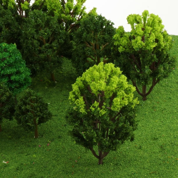 Lot De 20 Mini Arbres Modèle 1:100 – Plastique Vert Clair, 3,5 Cm – Pour Dioramas, Trains Miniatures Et Paysages