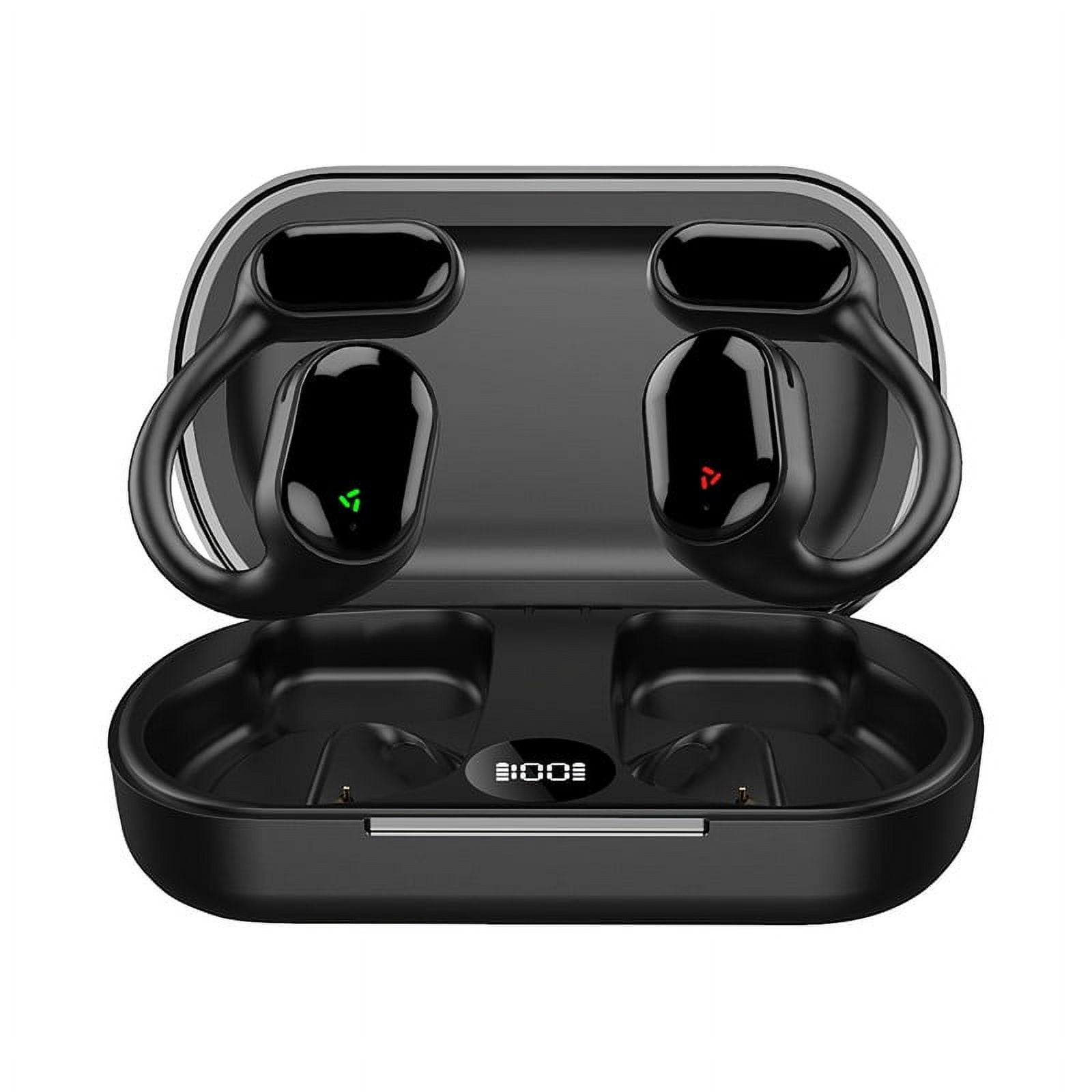 NovaSpark Open Ear Blue Tooth Headphones Wireless Earbuds with Noise Canceling Mic Open Ear Earbuds Premium Sound Led Display Anti Sweat
