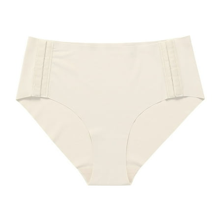 XFLWAM Women s Summer Seamless Yoga Silk Sports No Show Underwear Sexy Bikini Panties Beige M