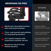 RESPAWN 110 Pro Ergonomic Gaming Chair with Footrest for Adults - Comfortable Office Gaming Recliner with Lumbar Support and Headrest, Racing Style Video Game Chairs for Computer Gamer - White