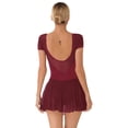 thumbnail image 2 of Alvivi Women's Short Sleeve Backless Skirted Leotards Ballet Dance Dress Gymnastics Bodysuits Burgundy XL, 2 of 7