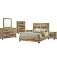 thumbnail image 2 of Kings Brand Furniture 6-Piece Antique Natural Queen Size Bedroom Set - Bed, Dresser, Mirror, Chest and 2 Nightstands, 2 of 5