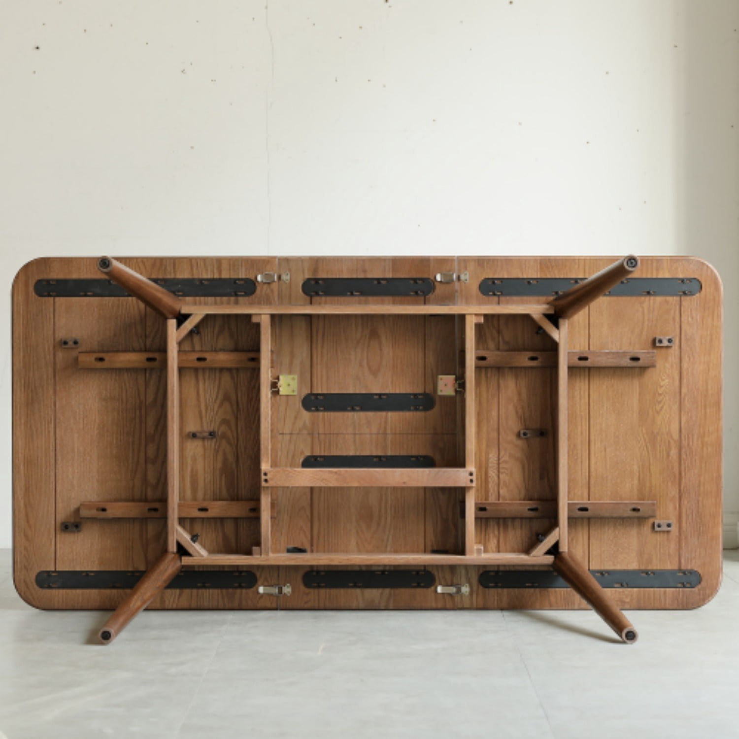 Extendable Solid Oak Dining Table, 47.2"-63" Modern Farmhouse Wooden Kitchen Table with Rounded Corners, Seats 6-8, Walnut