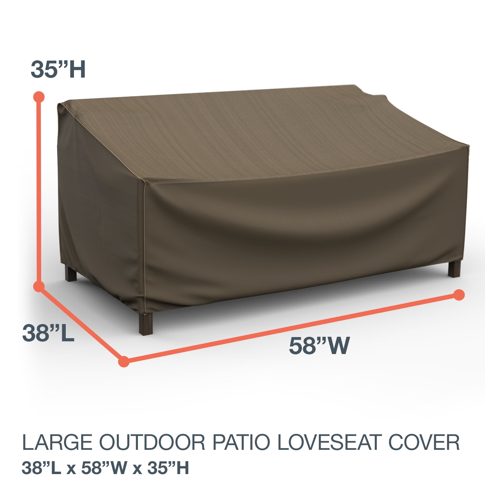 Budge Large Black and Tan Patio Loveseat Cover, StormBlock™ Hillside
