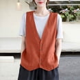 thumbnail image 2 of Juosiy Women's Cotton and Linen Autumn Casual Vest Plain Color V Neck Thin Large Size Stacking Vest, 2 of 4