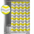 thumbnail image 3 of 72x78 Inch Shower Curtain Yellow Grey White Bathroom Decor Waterproof Fabric Bathtub Bath Curtains Decorative Abstract Geometric Ocean Wave Stripe Extra Long Shower Curtain Set with Hooks, 3 of 6