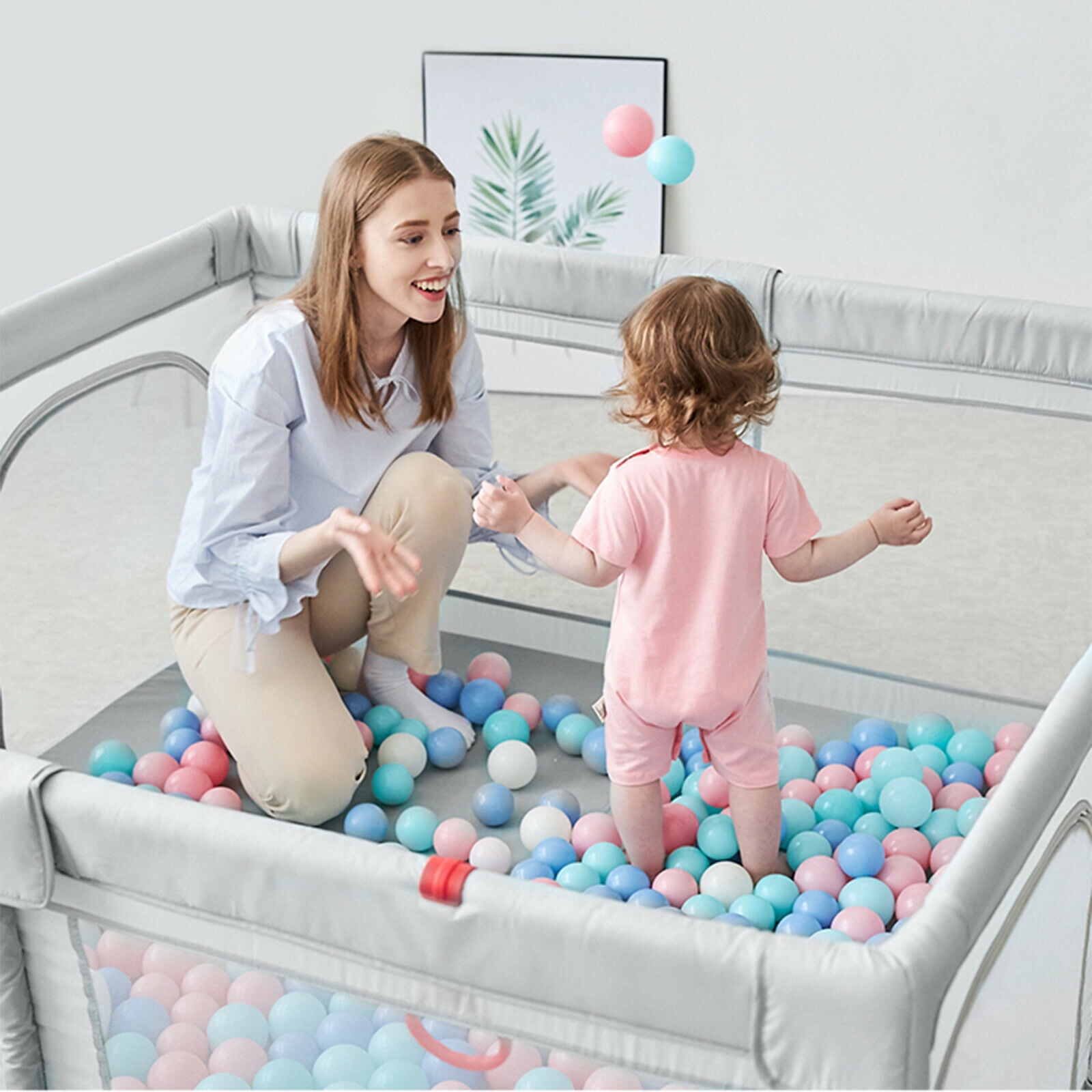 Anqidi Gray Baby Playpen Portable Foldable Kids Safety Play Fence