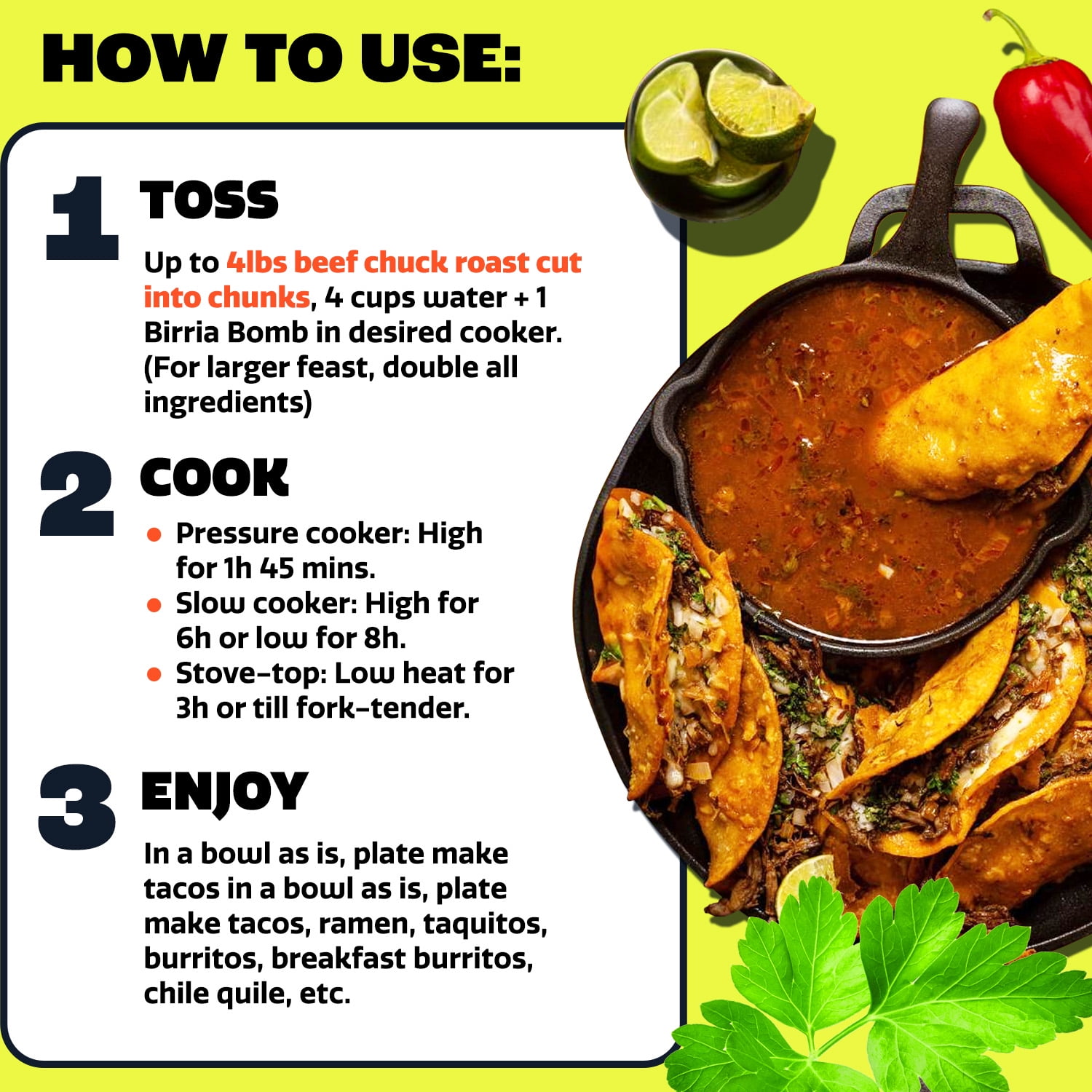 EZ Bombs Birria Bomb Seasoning, 1 Pack – Authentic Mexican Spice Mix for Tacos, Burritos, Nachos, and Quesadillas – Made with Real Chiles, Herbs, and Spices