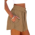 thumbnail image 4 of Hanerdun Women Sports Gym Shorts Female Elastic Waist Athletic Bottom Brown M, 4 of 6