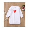 thumbnail image 2 of goowrom Filles Robe à Manches Longues Casual, Imprimé Coeur Col Rond une Pièce, Blanc/rouge, 2 of 9