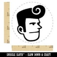thumbnail image 2 of Rockabilly Man with Pompadour Self-Inking Rubber Stamp Ink Stamper - Orange Ink - Small 3/4 Inch, 2 of 7