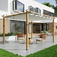 thumbnail image 6 of Garvee 10x13 Ft Outdoor Pergola with Retractable Canopy – Upgraded Aluminum Faux Wood Grain Metal Patio Pergola for Modern Backyard Deck, Porch, Grape Trellis In White, 6 of 7