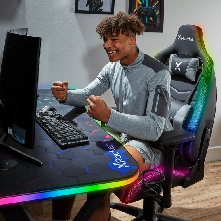 X Rocker Pulsar RGB Gaming Desk with App Controlled Lighting