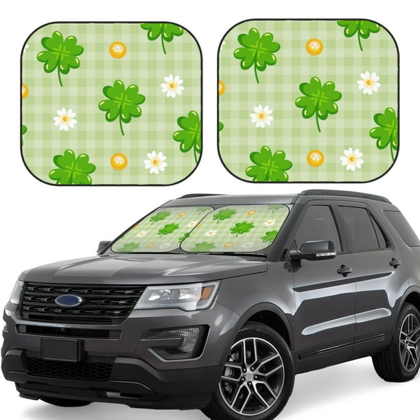 Balery St Patrick's Day11 Parasol para parabrisas de coche de 2 piezas | Parasol plegable para parabrisas delantero de coche para la mayoría de sedanes-Medium