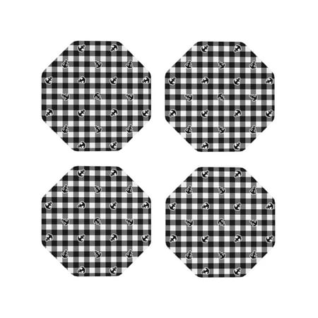 

Tideii Anchor Black Tartan Plaid for Leather Coasters 4 Pieces Anti-fouling and Anti-scalding Decorative Coasters Suitable for Restaurants Kitchens Coffee Shops-Octagon