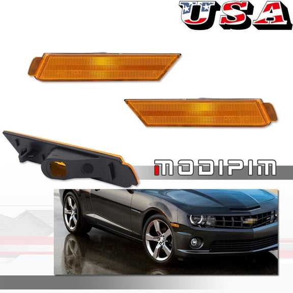 For 2010 - 2015 for Chevrolet Camaro Front Bumper Side Marker Light Reflector Amber Lens -