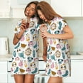 thumbnail image 4 of Honeii Cartoon Animals Print Women's Loose Short Sleeve Nightgown, Soft Cotton Sleepwear, Comfy Loose Fit Pajama Dress for Sleep and Lounge, 4 of 6