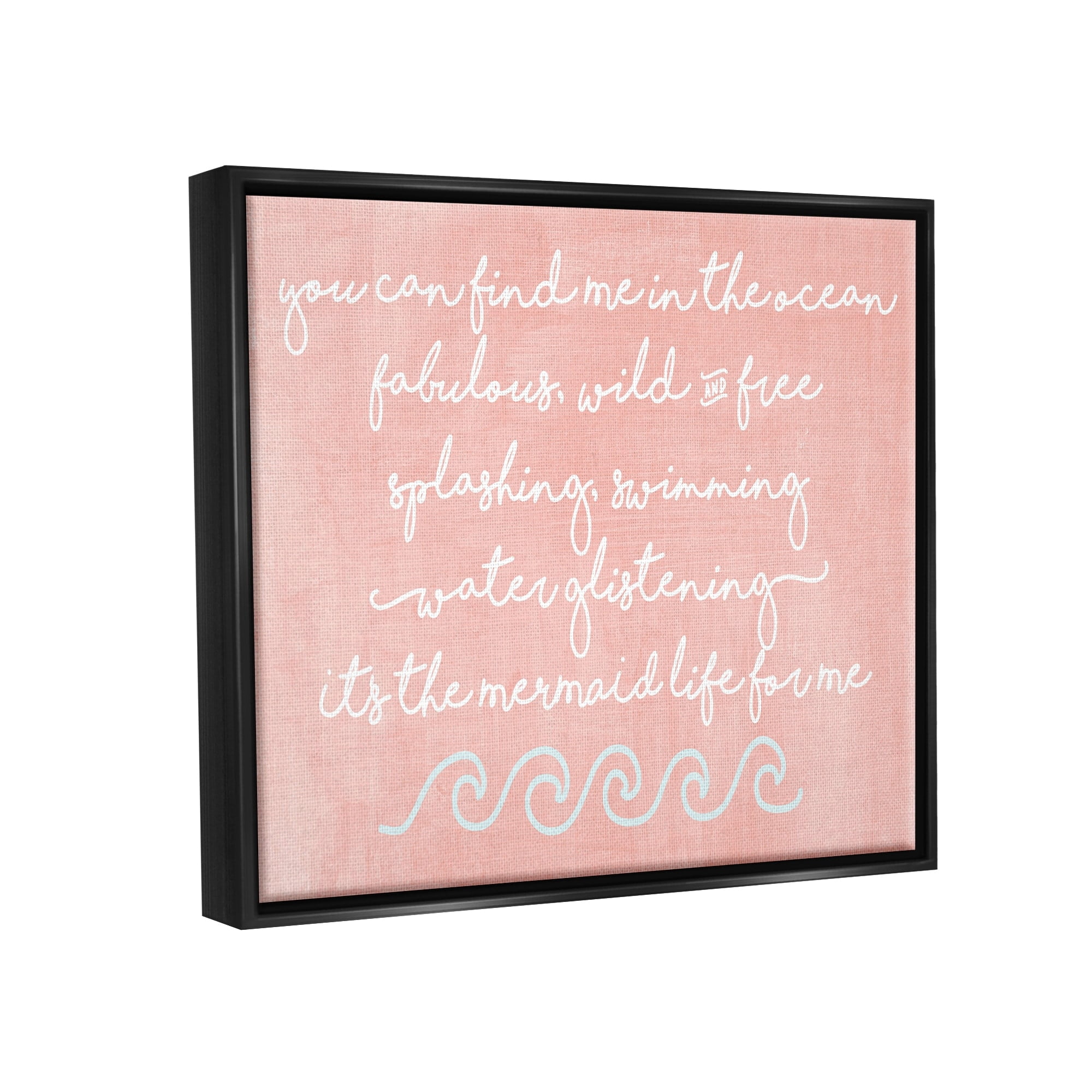Stupell Industries Mermaid Life Inspiration Jet Black Framed Floating Canvas Wall Art, 24x30, by Erica Billups