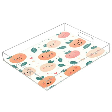 

Acrylic Tray 15.7*11.8*1.9 Inch Transparent Tray Food Tray Tea Cup Tray Serving Trays Cosmetics Storage Kitchen Table Bathroom Sundry Storage Pretty Smile Pink Peach