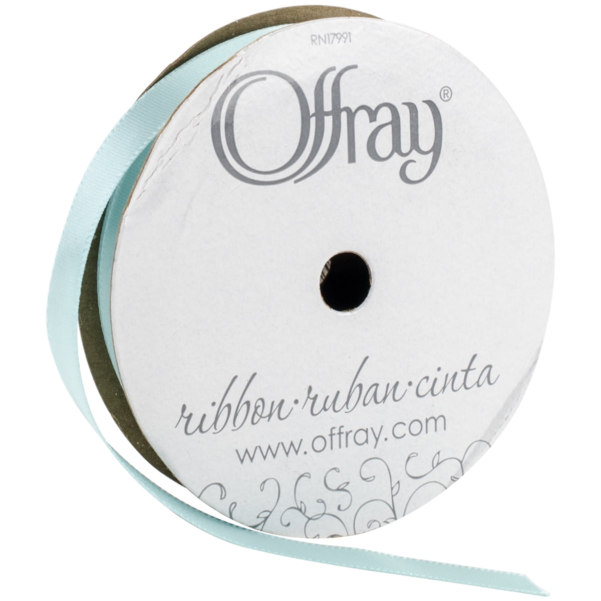 (2 pack) Offray Ribbon, Single Face Satin Ribbon, Aqua, 3/8" x 18 feet, Polyester Ribbon, 1 Each