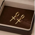 thumbnail image 3 of 925 Sterling Silver Cross Hoop Earrings for Women Teens Cross Huggie Hoop Earrings Dangle, 3 of 10