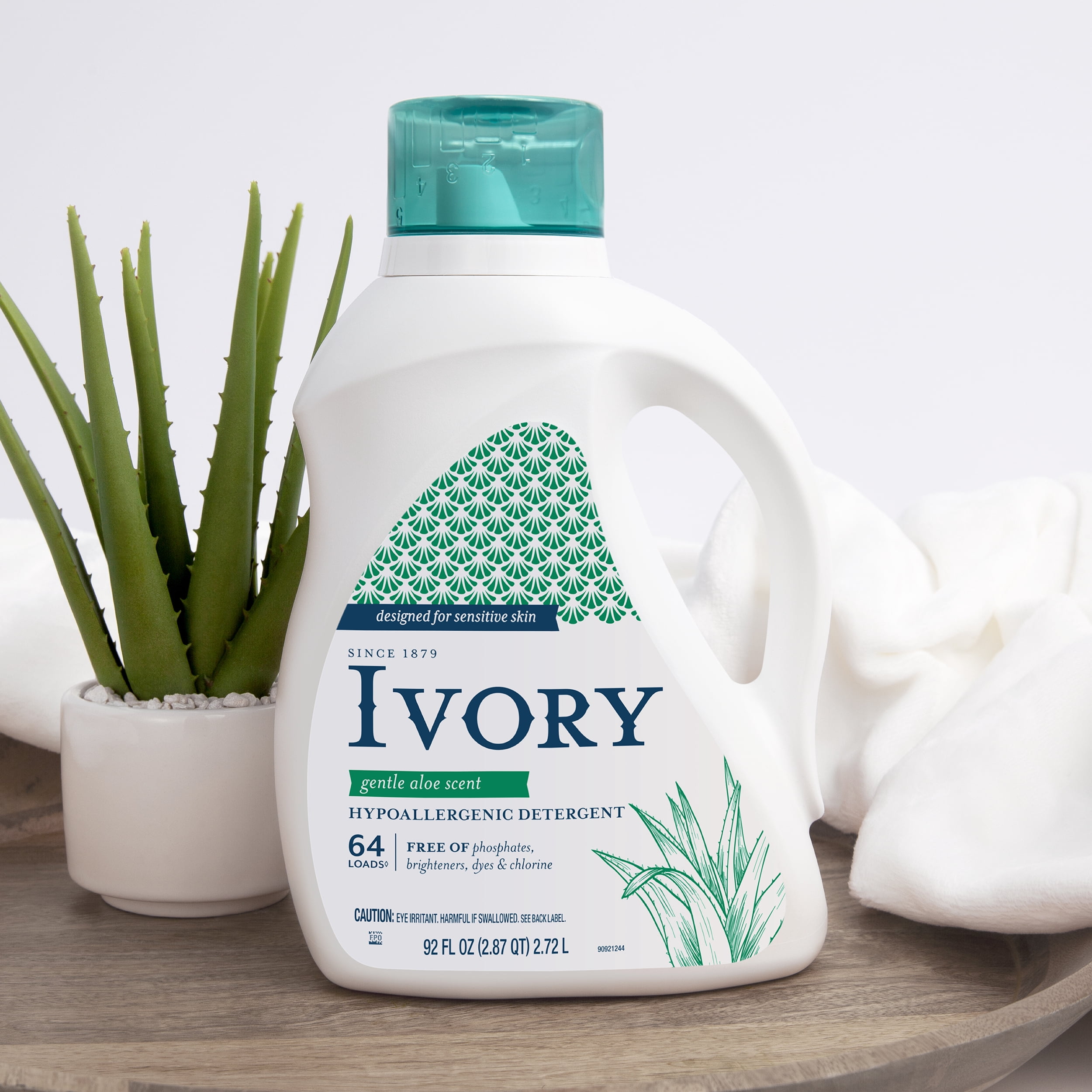Ivory Gentle Aloe Scent Laundry Detergent, Designed For Sensitive Skin, 92 fl oz, 64 loads