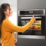 Sunmaki Electric Single Wall Oven 24 Inch , 2.5 Cu. Ft Electric Built-in Convection Oven LED Digital Display Touch Control Timer Alarm Clock Child Lock for Kitchen