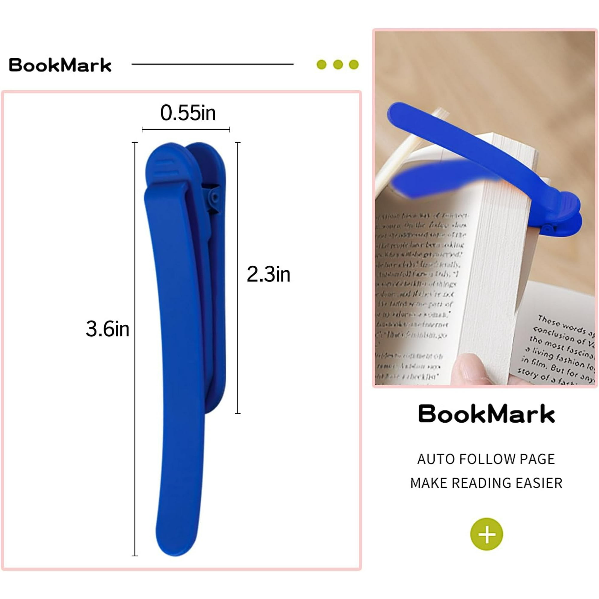 3 Marque-pages Automatiques En Silicone - Suivent La Page, Antidérapants - Cadeau Lecteur, Couleur Bleu/rouge/jaune