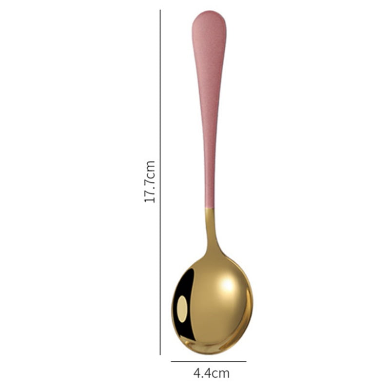 SUS Silver 2Pcs Coffee Spoons Ice Cream Dessert Tea Spoon Scoop Ladle 
