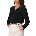 thumbnail image 4 of INSPIRAR CHIC Blusa de Moda de Trabajo Casual de Manga Larga con Cuello en V para Mujeres XS Negra, 4 of 6