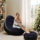 thumbnail image 2 of Silla Sofá Reclinable Plegable Perezoso Tumbona Parpadeo Pvc para El Balcón Patio Trasero Camping Picnic RV, 2 of 9