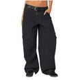 thumbnail image 2 of Jeans for Women Plus Size Wide Leg Jeans Baggy Cargo Jeans 90s Vintage Low Rise Denim Pants, 2 of 6