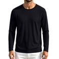thumbnail image 5 of SeCaotees Contrast Trim Crew Neck Long Sleeve Tops for Men Soft Breathable Knit Fabric Loose Fit Daily Casual Pullover Shirts Black,L, 5 of 7