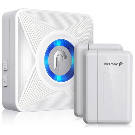 Teiber Door Chimes Fosmon WaveLink 51007HOM Wireless Door Open Chime (Operating Range - 120M/400FT | 52 Chime Tunes | 4 Volume Levels | LED Indicators) - 2 Magnetic Door Chime Sensors, 1 Plugin Receiver ()