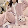 thumbnail image 5 of Sanrio-Pijama de Hello Kitty para mujer, camisón de lana de Coral de estilo coreano, ropa de casa de franela de dibujos animados para estudiantes, otoño e invierno, nuevo, 5 of 5