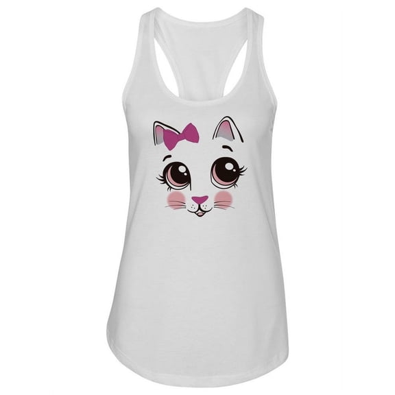 Sweet Kitty Face Design Tank Women -Image by Shutterstock, Female Small