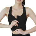 thumbnail image 2 of Kukoosong Zip Front Post-Surgery Bra Women's Wireless Sports Bras Padded Strappy Medium Support Yoga Exercise Athletic Bras Black M, 2 of 3