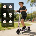 thumbnail image 5 of SIMATE Electric Scooter for Kids Ages 6-14, Lighting Lamp & LED Display,3 Adjustable Speed & Height,Dual Braking System ,Top 10mph & 5 Miles ,130W Motor,Pink, 5 of 9