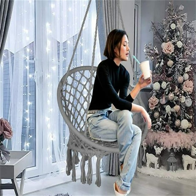 Chaise Hamac, Chaise Hamac Macramé Balançoire en Maille Tricotée Chaise Suspendue Durabilité Éprouvée