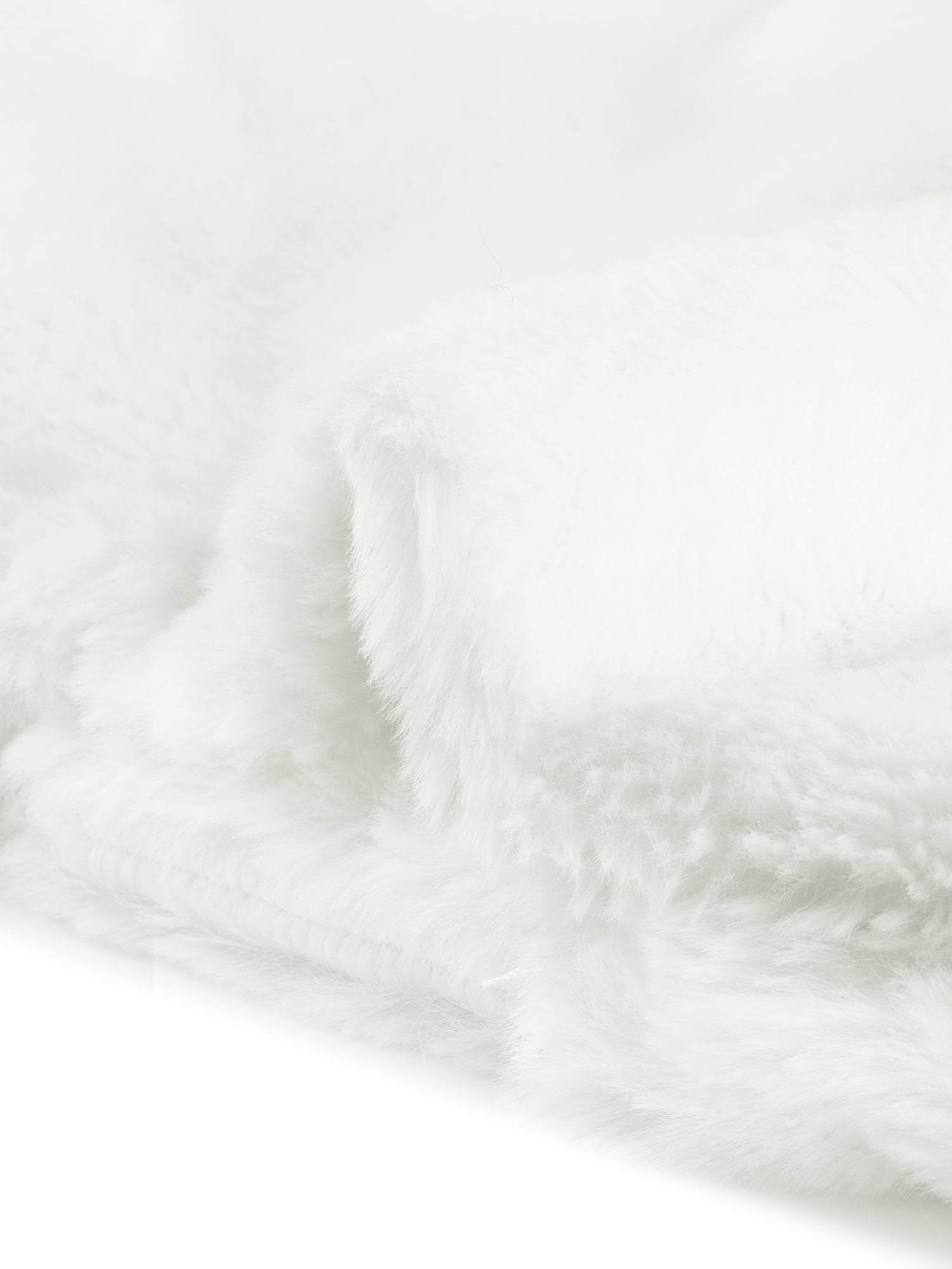 DARING DIVA Women's Cropped Jacket Notch Lapel Faux Fur Fluffy Coat M White