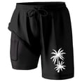 thumbnail image 3 of Men Swim Trunks Palm Tree Beach Quick-Dry Lightweight 2 In 1 4-Way Stretch Bathing Suit Black XXL, 3 of 4