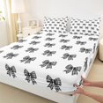 thumbnail image 5 of Erosebridal Black Buffalo Bow Queen Sheet Sets for Girls, Vintage Ribbon Bed Set for Women, 4 Pieces, 5 of 6