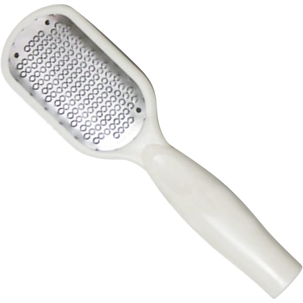 1 raspador de pies (blanco) - Lima de pedicura con cómodo mango de acero inoxidable - Lima de talón duro Callosidad de piel muerta Herramienta de planta para rascar el hogar caliente
