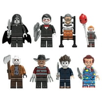 Horror Minifigure Building Block, Ghostface Jason Chucky Horror Action Figure Building Halloween Educational Toys Collection Gift Holiday 8PCS Set A