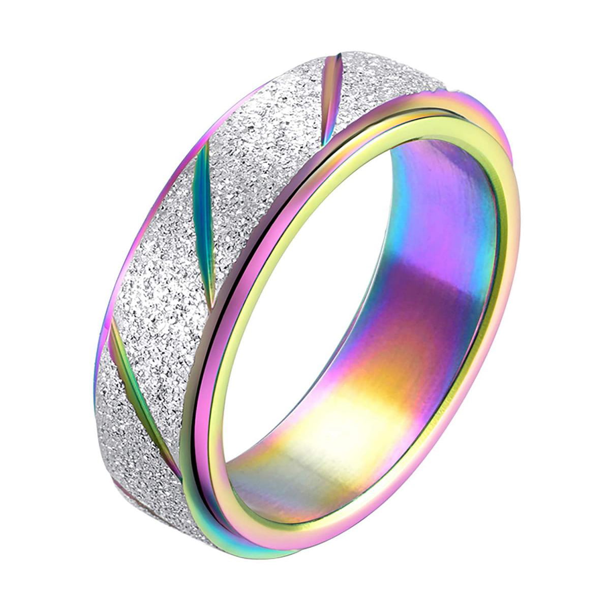 3 Pcs Spinner Ring Sand Blast Glitter Finish Fidget Ring Band Set Stress Relieving Band Ring Celtic Stress Relieving Wedding Promise Rings Set Gold Silver Rainbow Color Fidget Ring Band Set 