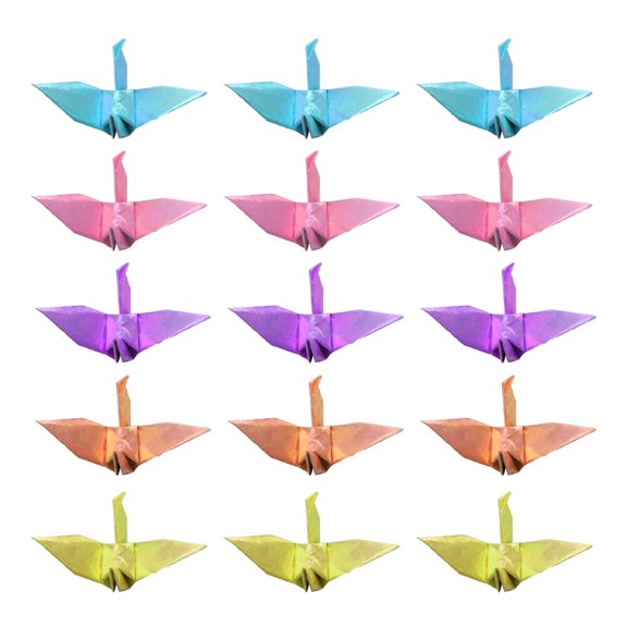 100Pcs 6cm Handmade Origami Cranes Paper Crane Decorations for Valentine's Day Wedding Holiday (Mixed Pearlite Color)