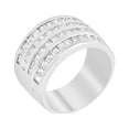 thumbnail image 1 of Precious Stars R06482R-C01-10 Precious Stars Silvertone Princess and Baguette-Cut Cubic Zirconia 4-Row Wide Band, 1 of 4