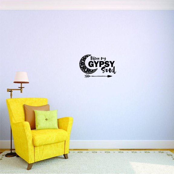 Custom Decals Bless My Gypsy Soul Wall Art Size: 10 X 20 Inches Color: Black