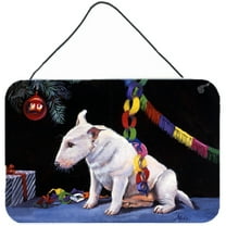 Bull Terrier under the Christmas Tree Wall or Door Hanging Prints