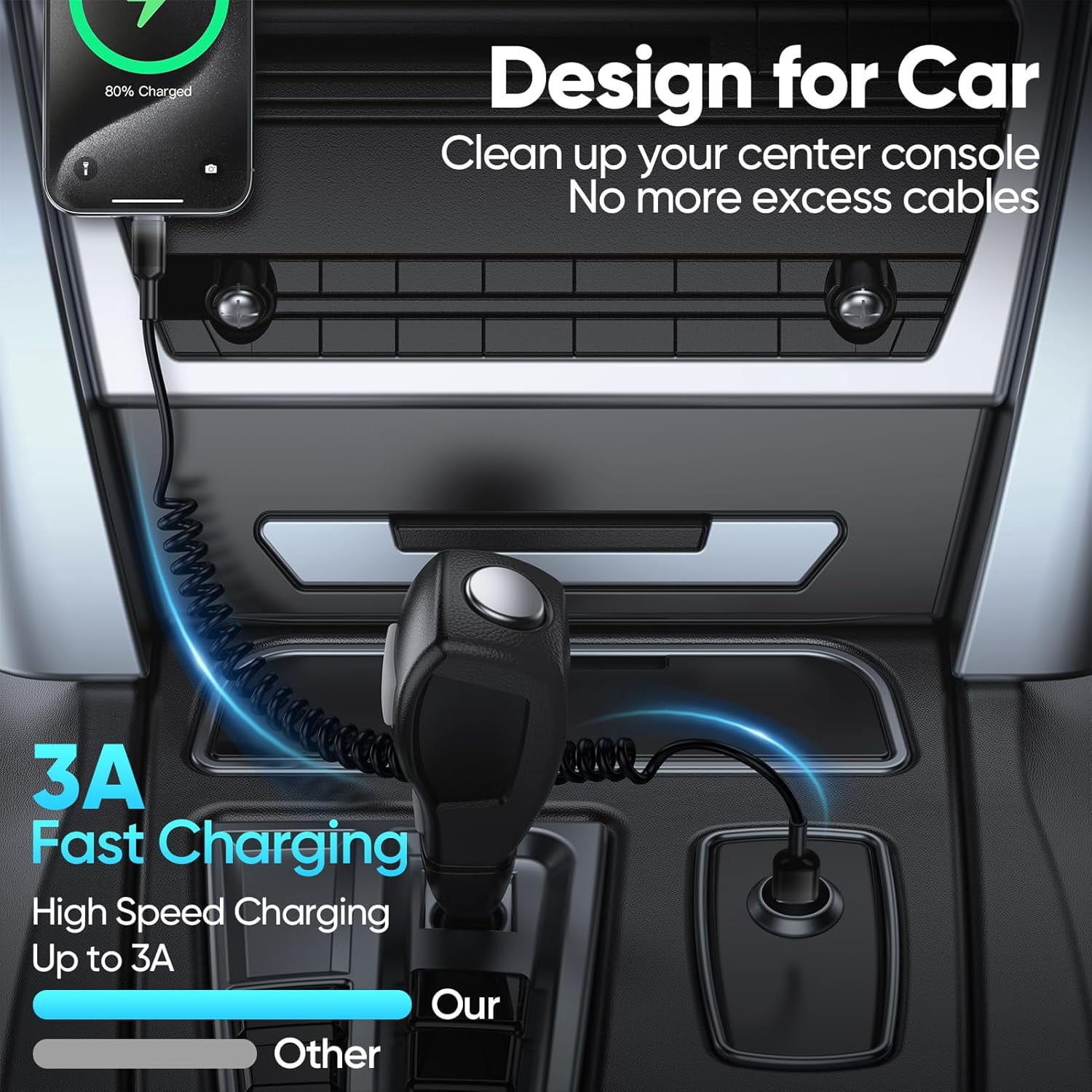 MHAWBL-Coiled USB to USB C Cable 3 FT 2-Pack, USB A to Type-C Cable for Android Auto and Car Carplay, Retractable Car Charger Cord USBA to USBC for iPhone 17/16/15, Samsung S25/S24/S23, Google Pixel